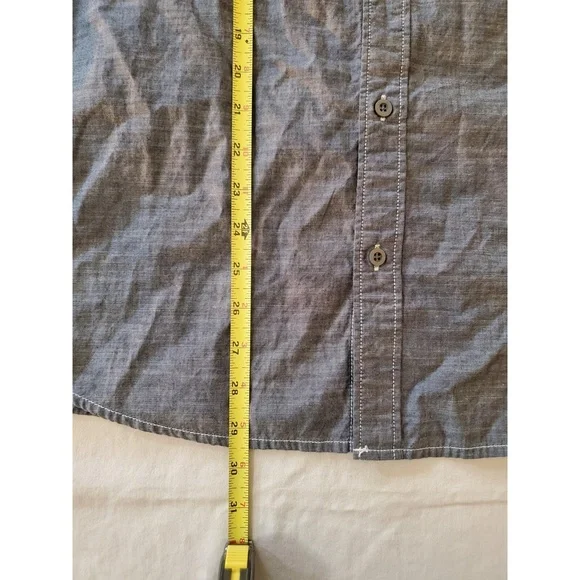 House Of Blues Womens Gray Chambray Button Up Cotton Shirt Top L - Picture 11 of 12